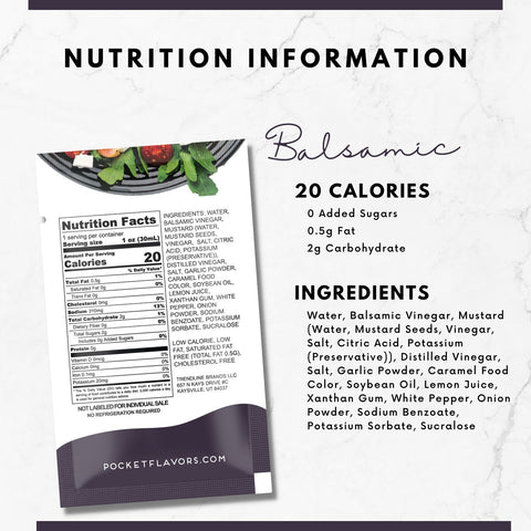 Balsamic vinaigrette salad dressing nutrition information with nutrition label and ingredients. 